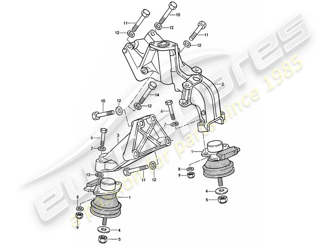 Porsche 944 (1988) engine suspension Part Diagram