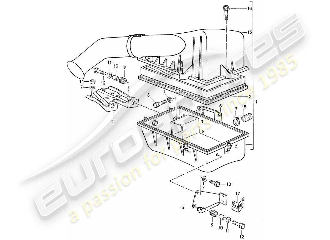 Porsche 944 (1989) air cleaner system Part Diagram