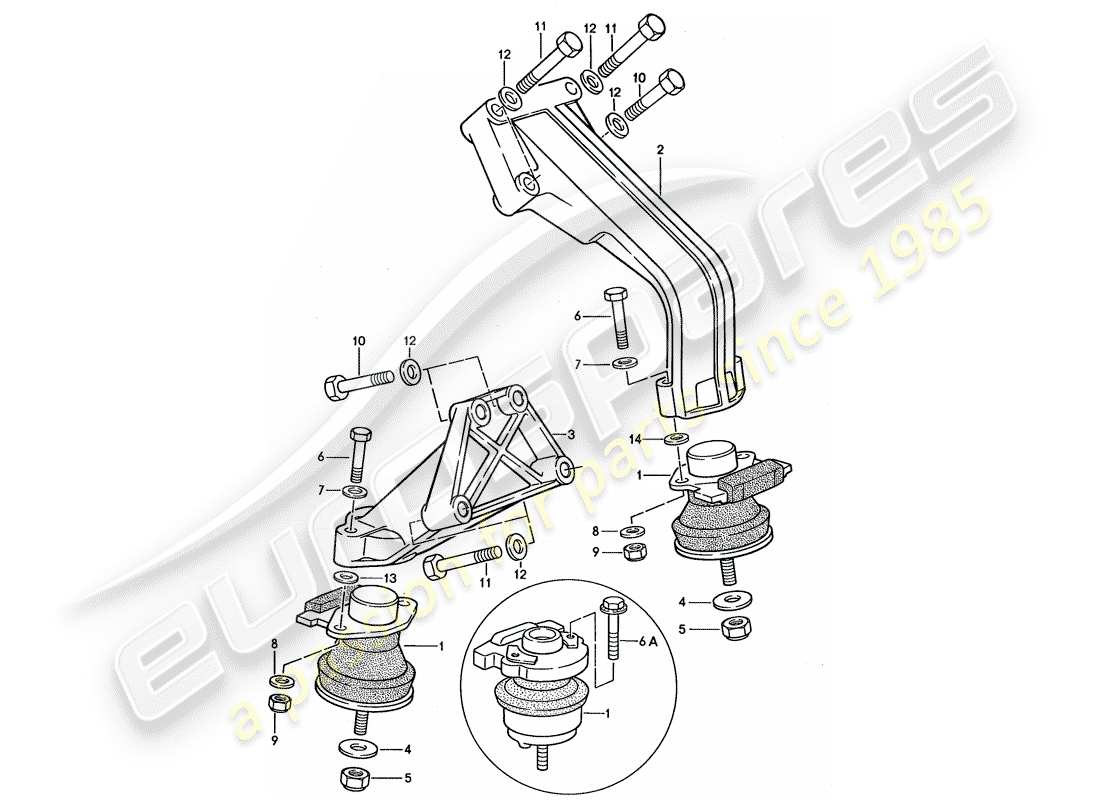 Porsche 944 (1989) engine suspension Part Diagram