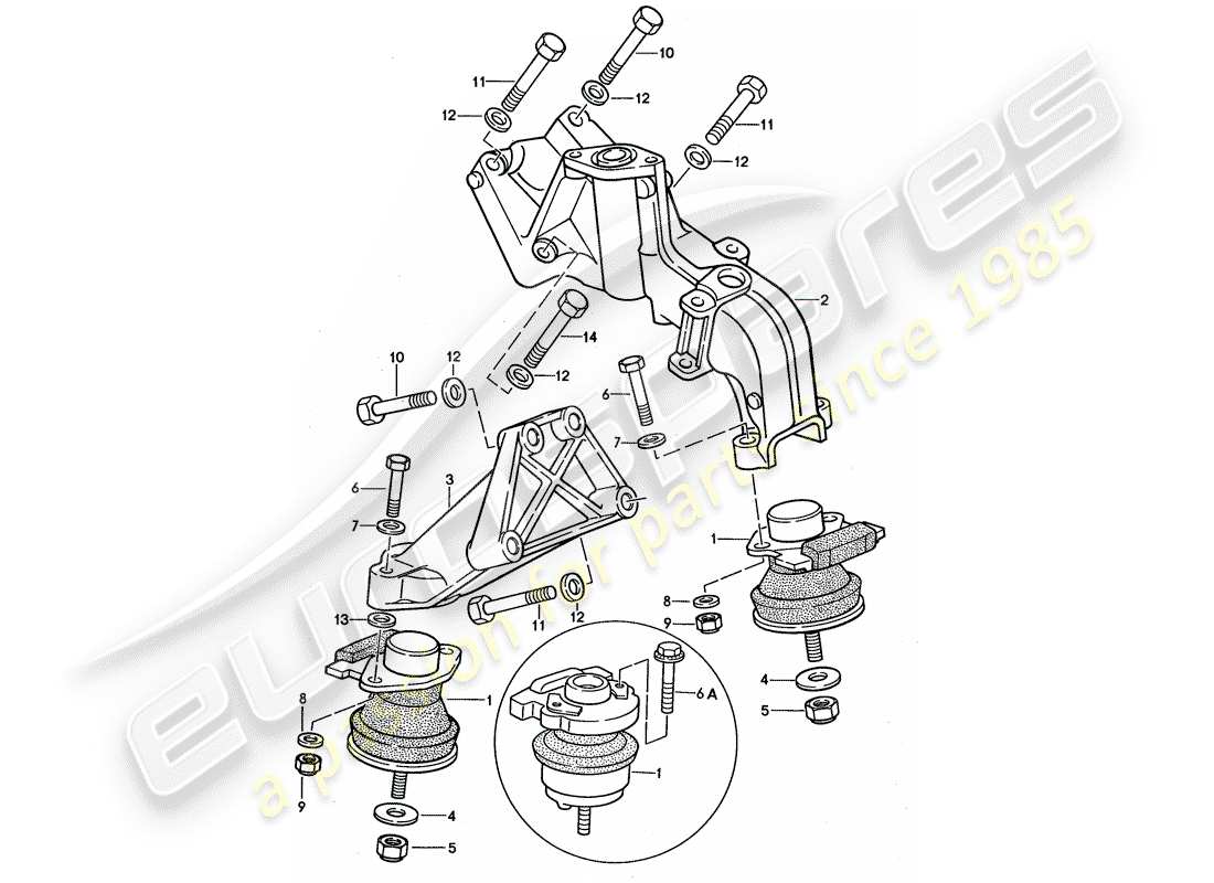 Porsche 944 (1989) engine suspension Part Diagram