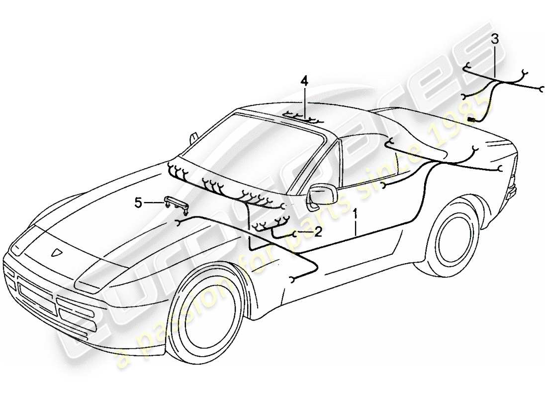 Porsche 944 (1989) WIRING HARNESSES - PASSENGER COMPARTMENT Part Diagram