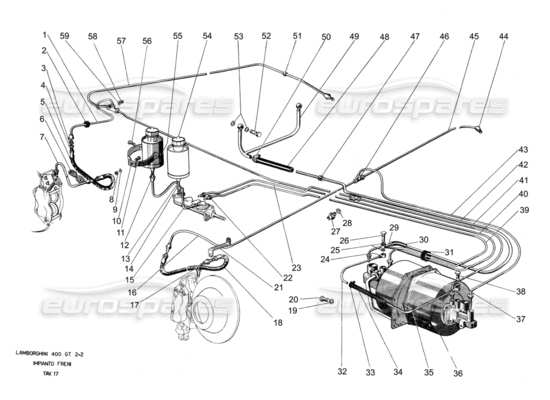 a part diagram from the Lamborghini 400 GT parts catalogue