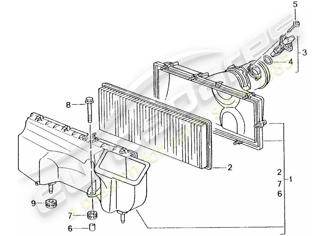 Porsche 996 T/GT2 (2002) AIR CLEANER Part Diagram