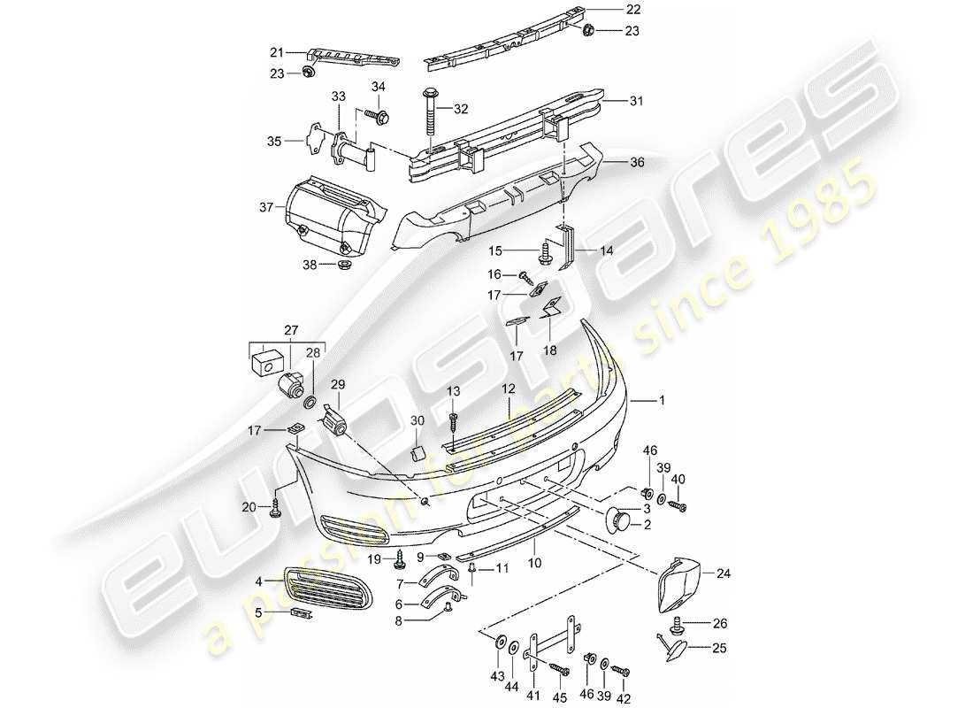 Porsche 996 T/GT2 (2002) BUMPER Part Diagram