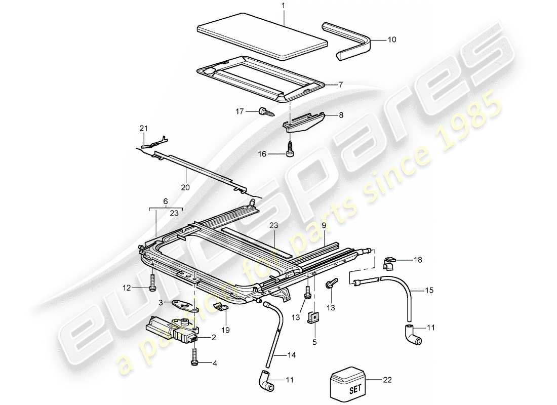 Porsche 996 T/GT2 (2002) SUNROOF Part Diagram