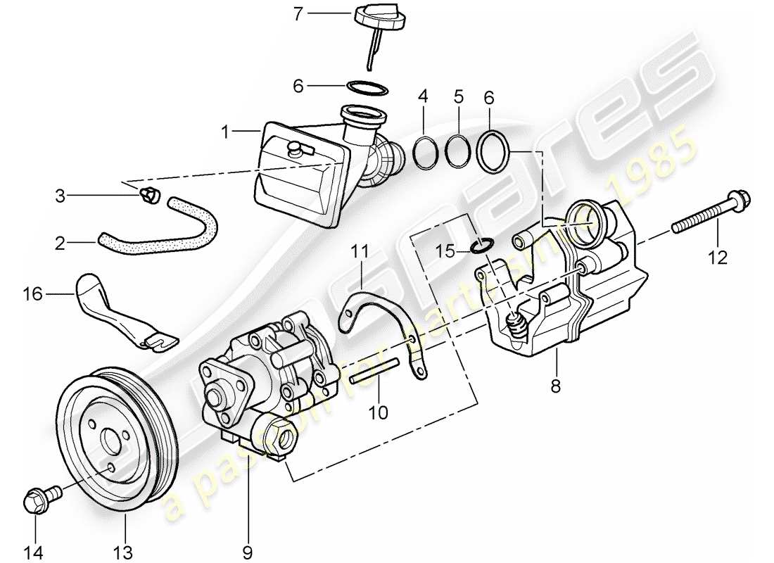 Porsche Boxster 986 (1998) POWER STEERING - POWER STEERING PUMP - FOR POWER STEERING - CONTAINER Part Diagram