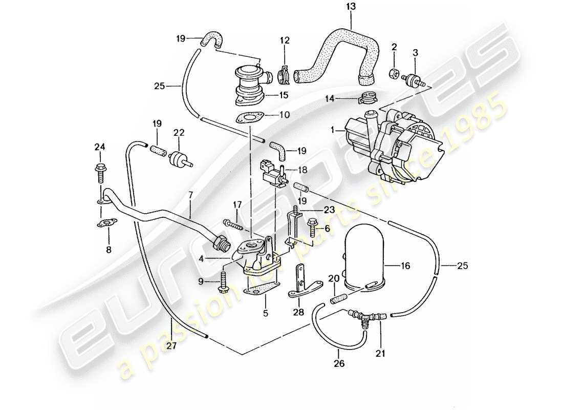 Porsche Boxster 986 (2001) SECONDARY AIR PUMP - - D - MJ 2000>> - MJ 2002 Part Diagram
