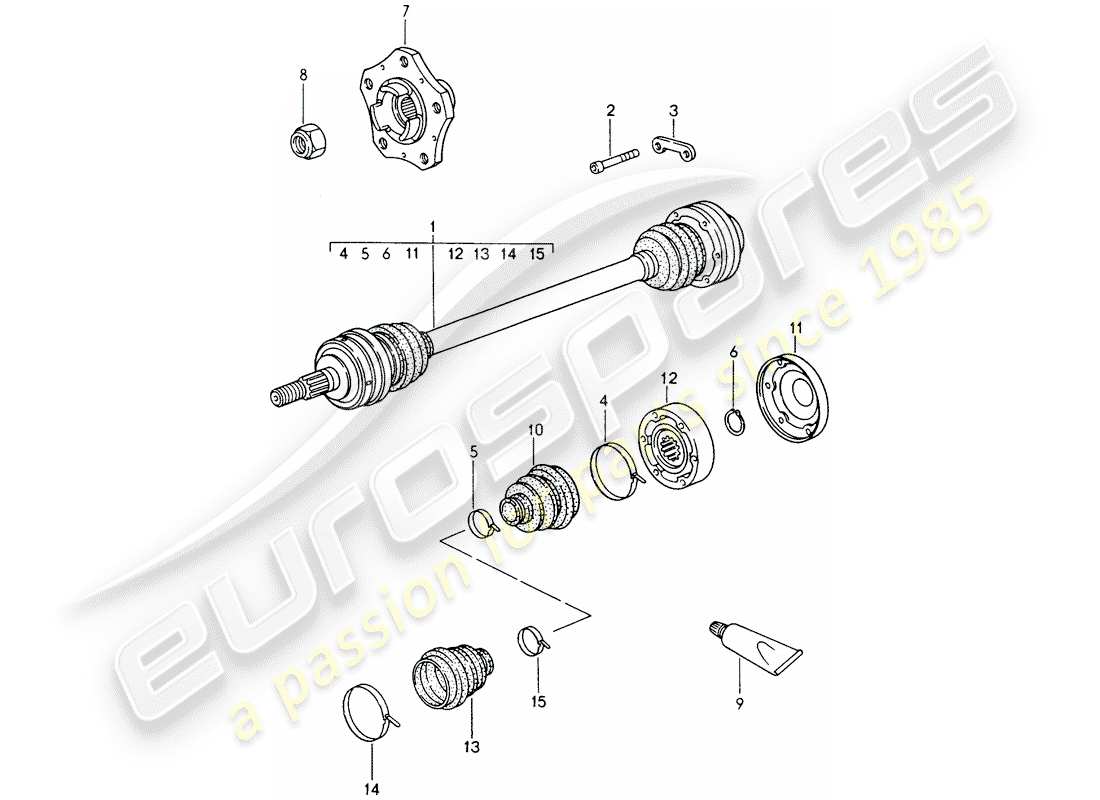 Porsche Boxster 986 (2001) drive shaft - wheel hub Part Diagram