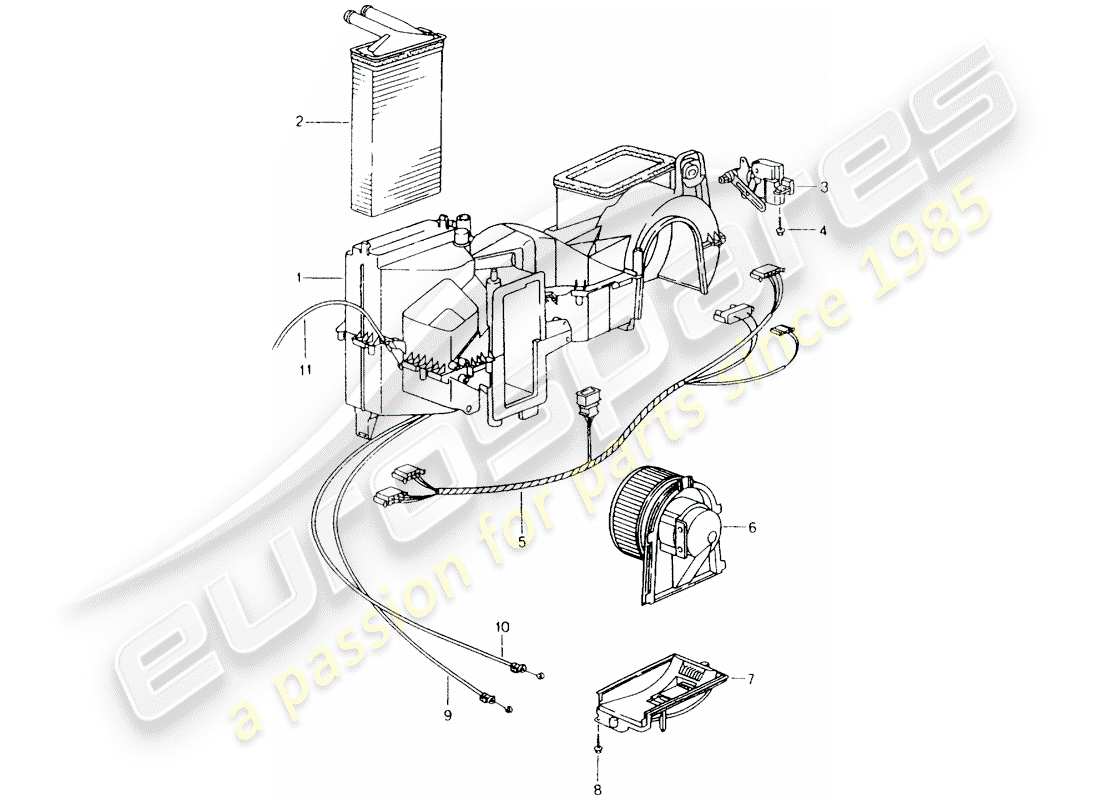 Porsche Boxster 986 (2001) HEATER - SINGLE PARTS Part Diagram