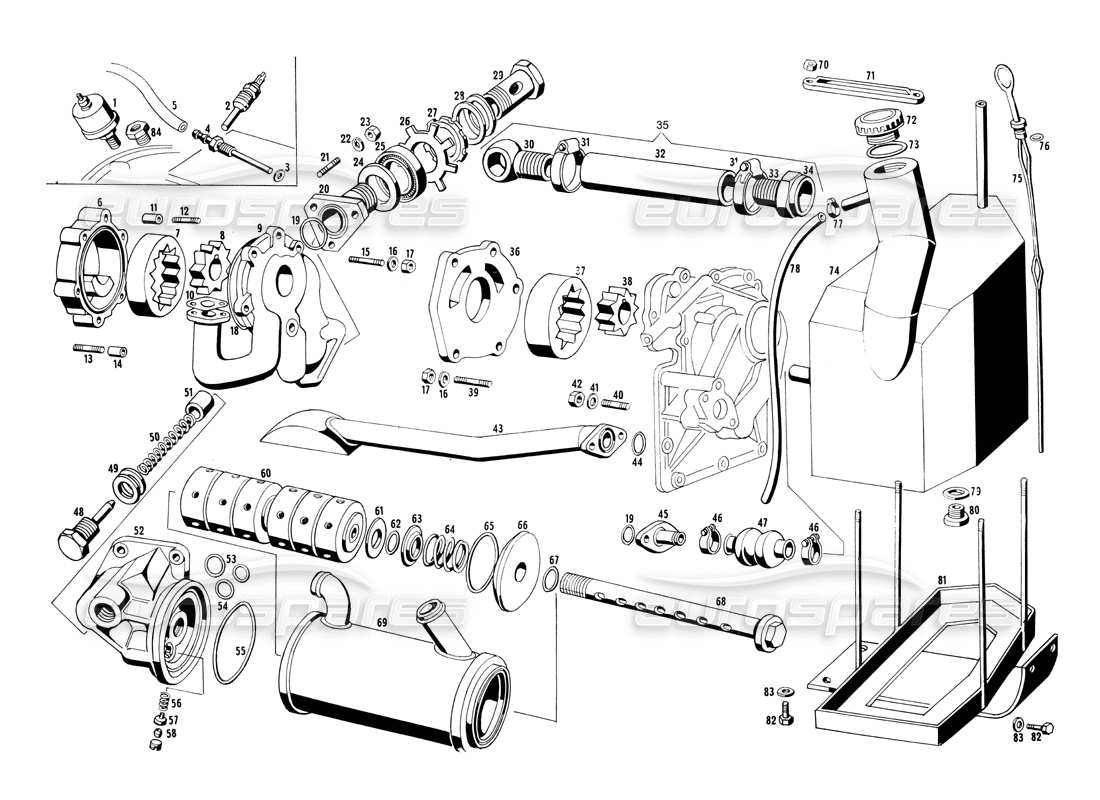 Maserati Ghibli 4.7 / 4.9 oil pump and filter Parts Diagram