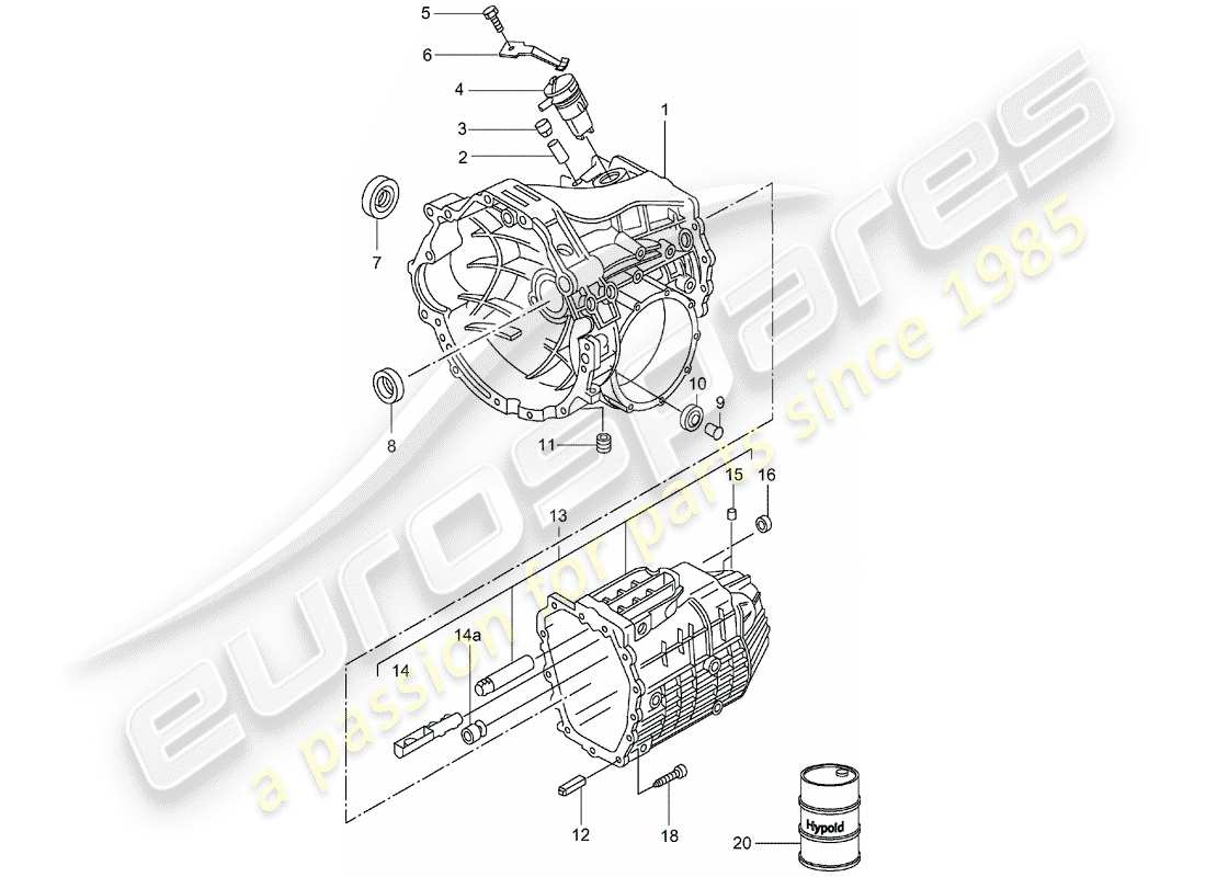 Porsche Boxster 986 (2004) gearbox - 5 speed manual transmission - - - transmission case Part Diagram