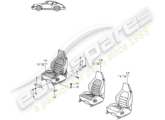 a part diagram from the Porsche Seat 944/968/911/928 (1990) parts catalogue
