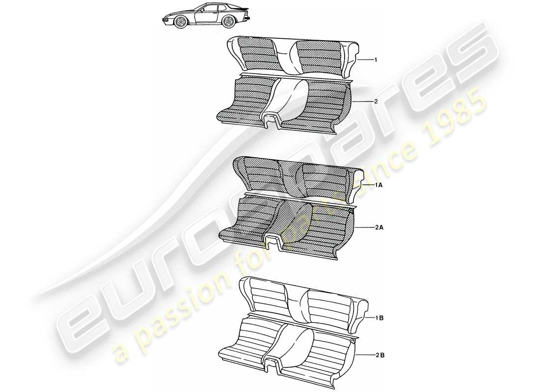 Porsche Seat 944/968/911/928 (1994) EMERGENCY SEAT - COMPLETE - D >> - MJ 1988 Part Diagram