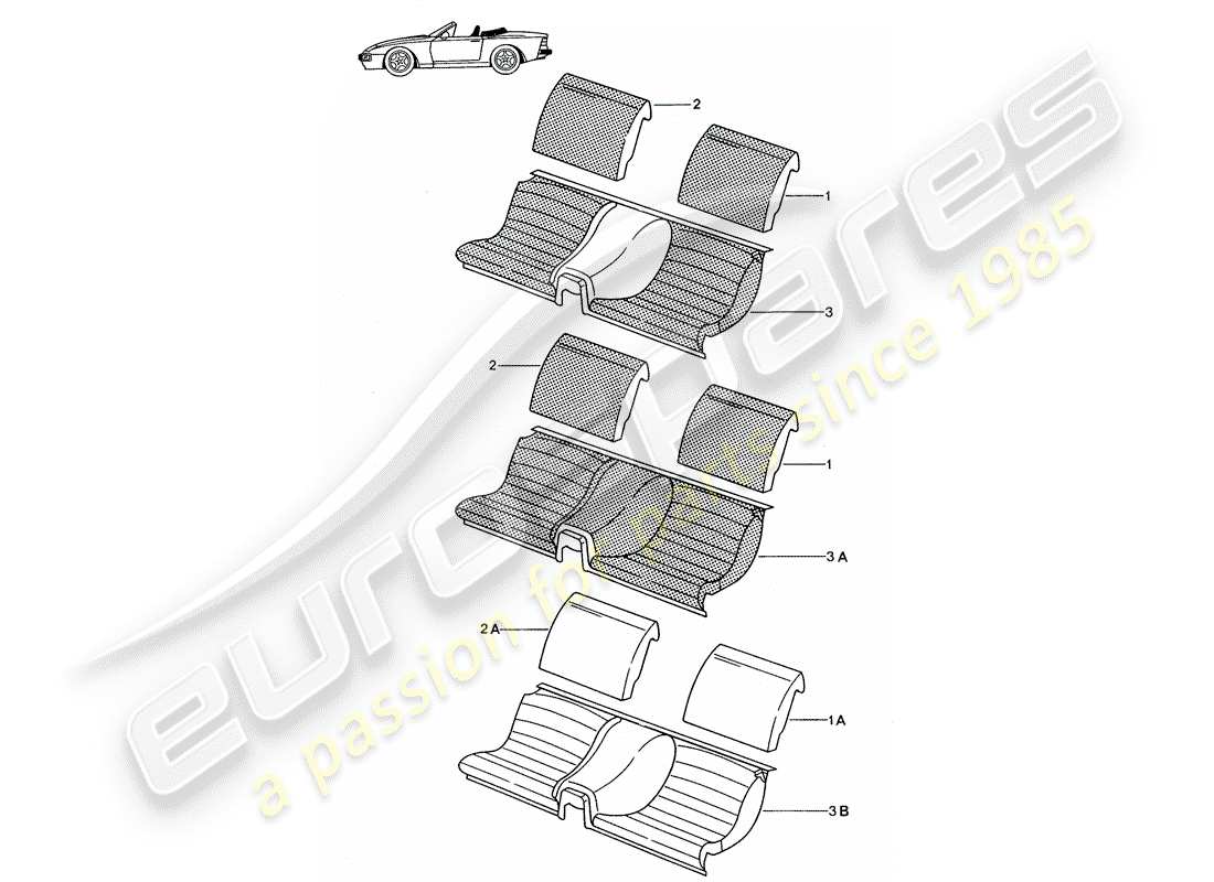Porsche Seat 944/968/911/928 (1994) EMERGENCY SEAT - COMPLETE - - D - MJ 1989>> - MJ 1991 Part Diagram