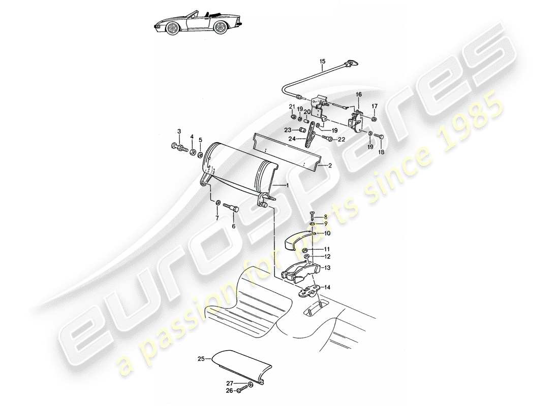 Porsche Seat 944/968/911/928 (1994) EMERGENCY SEAT - SINGLE PARTS - - D - MJ 1989>> - MJ 1991 Part Diagram