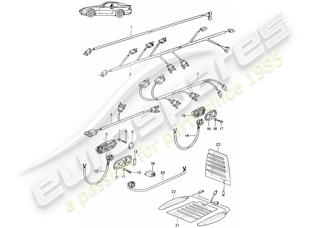 Porsche Seat 944/968/911/928 (1994) WIRING HARNESSES - SWITCH - SEAT HEATER - FRONT SEAT - D - MJ 1992>> - MJ 1995 Part Diagram