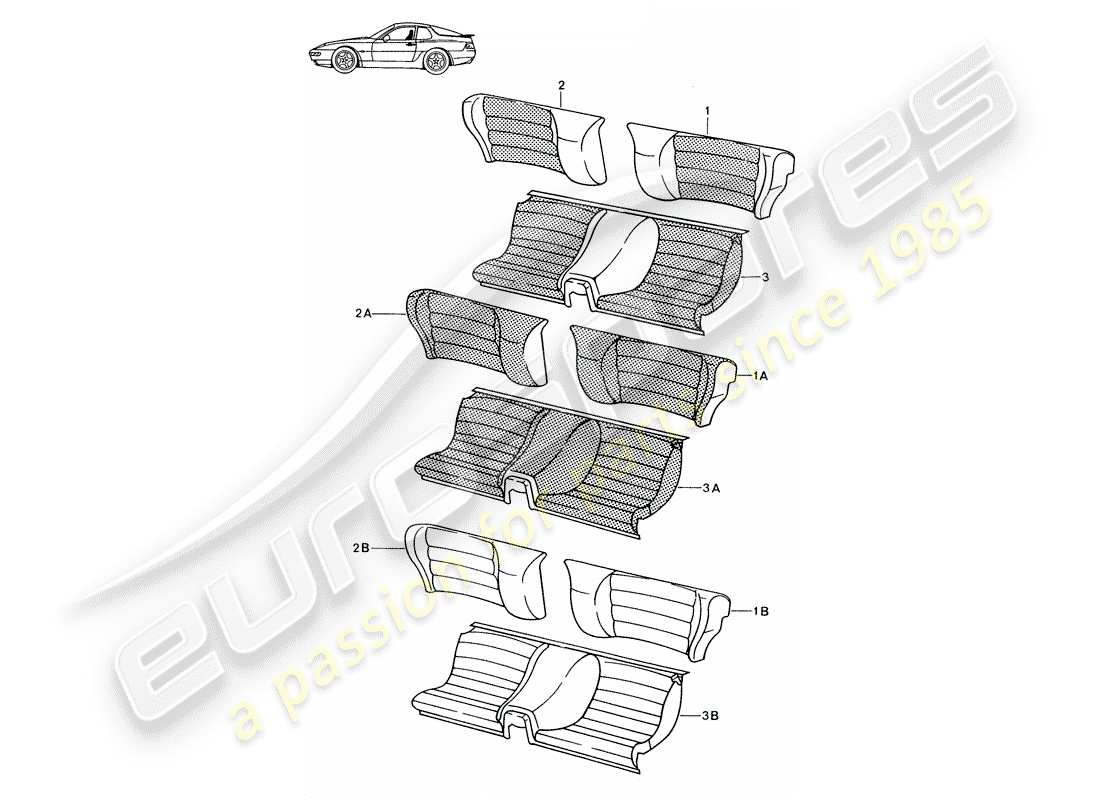 Porsche Seat 944/968/911/928 (1994) EMERGENCY SEAT - COMPLETE - D - MJ 1992>> - MJ 1993 Part Diagram