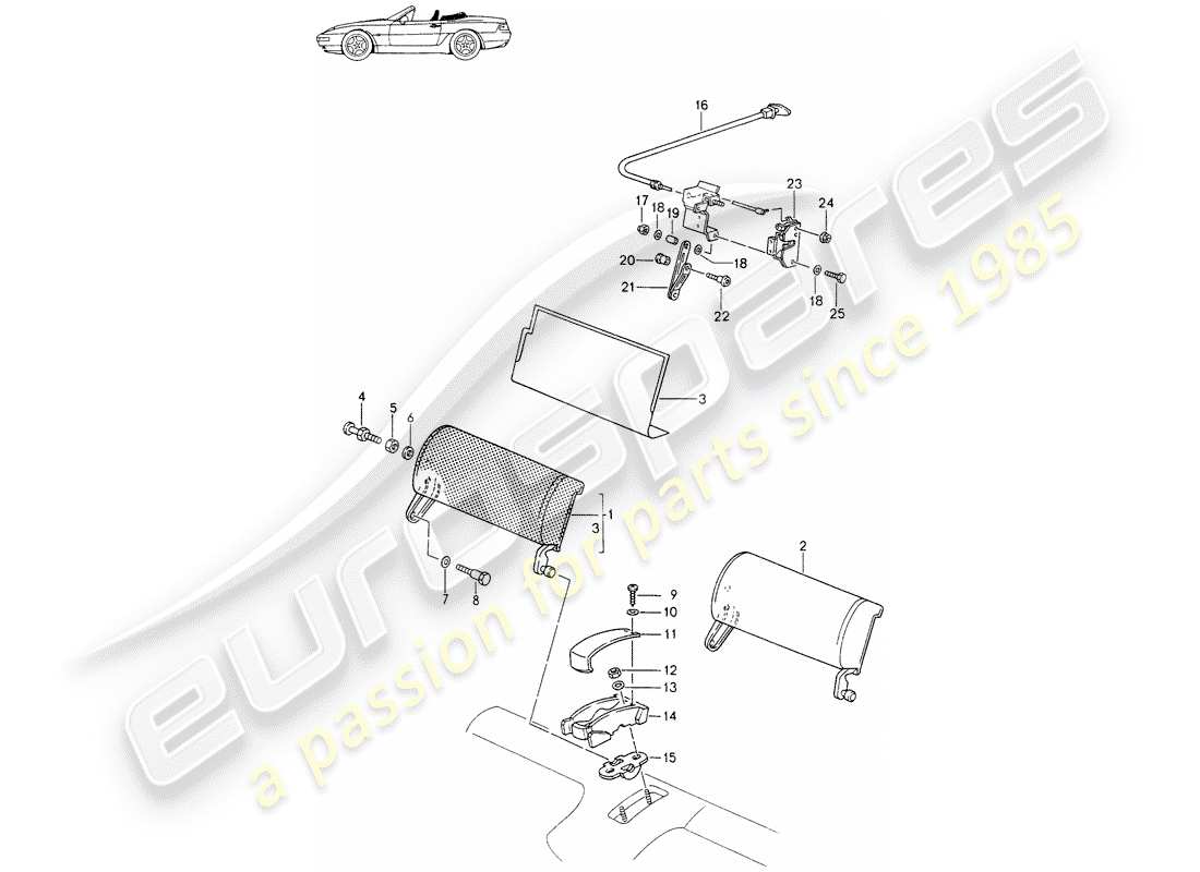 Porsche Seat 944/968/911/928 (1994) EMERGENCY SEAT BACKREST - FOR - CABRIOLET - D - MJ 1994>> - MJ 1995 Part Diagram