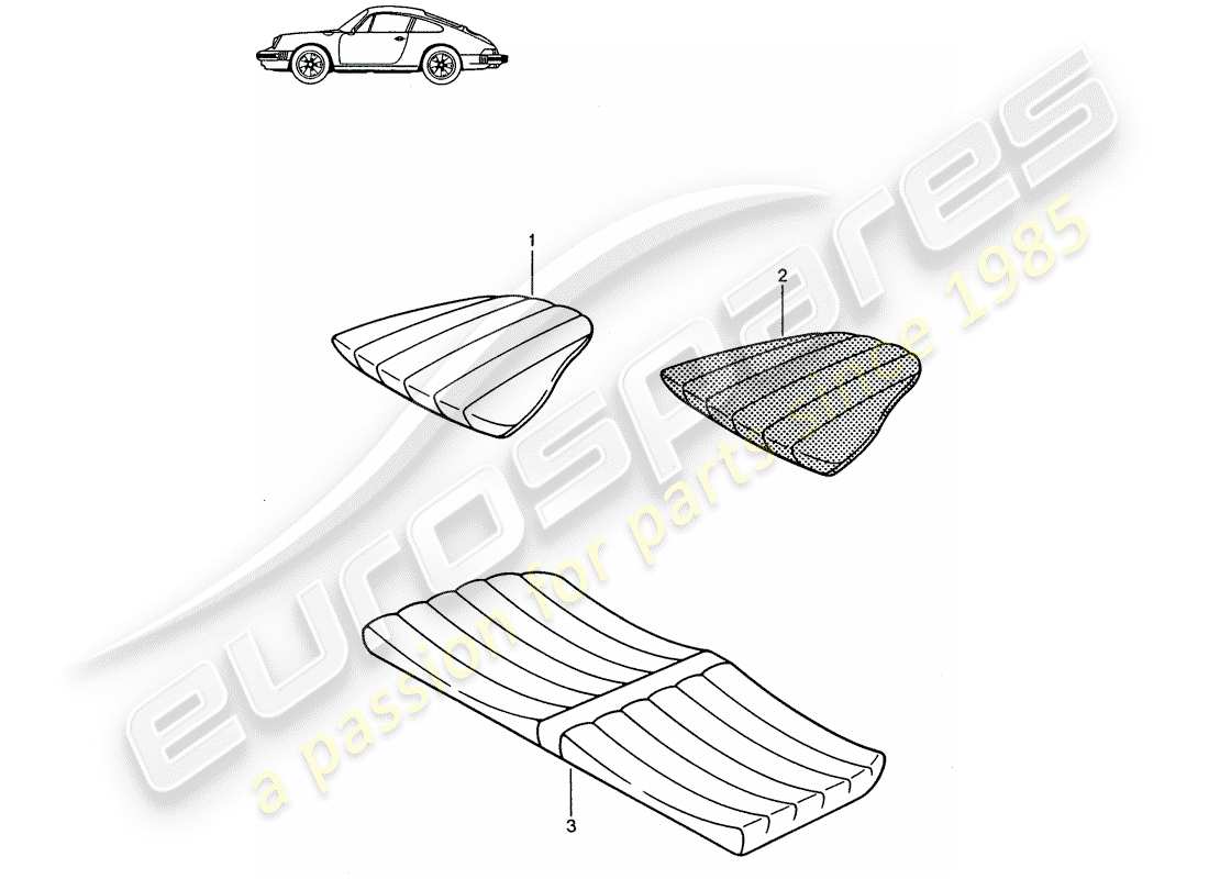 Porsche Seat 944/968/911/928 (1994) BACK SEAT CUSHION - - - D - MJ 1985>> - MJ 1986 Part Diagram