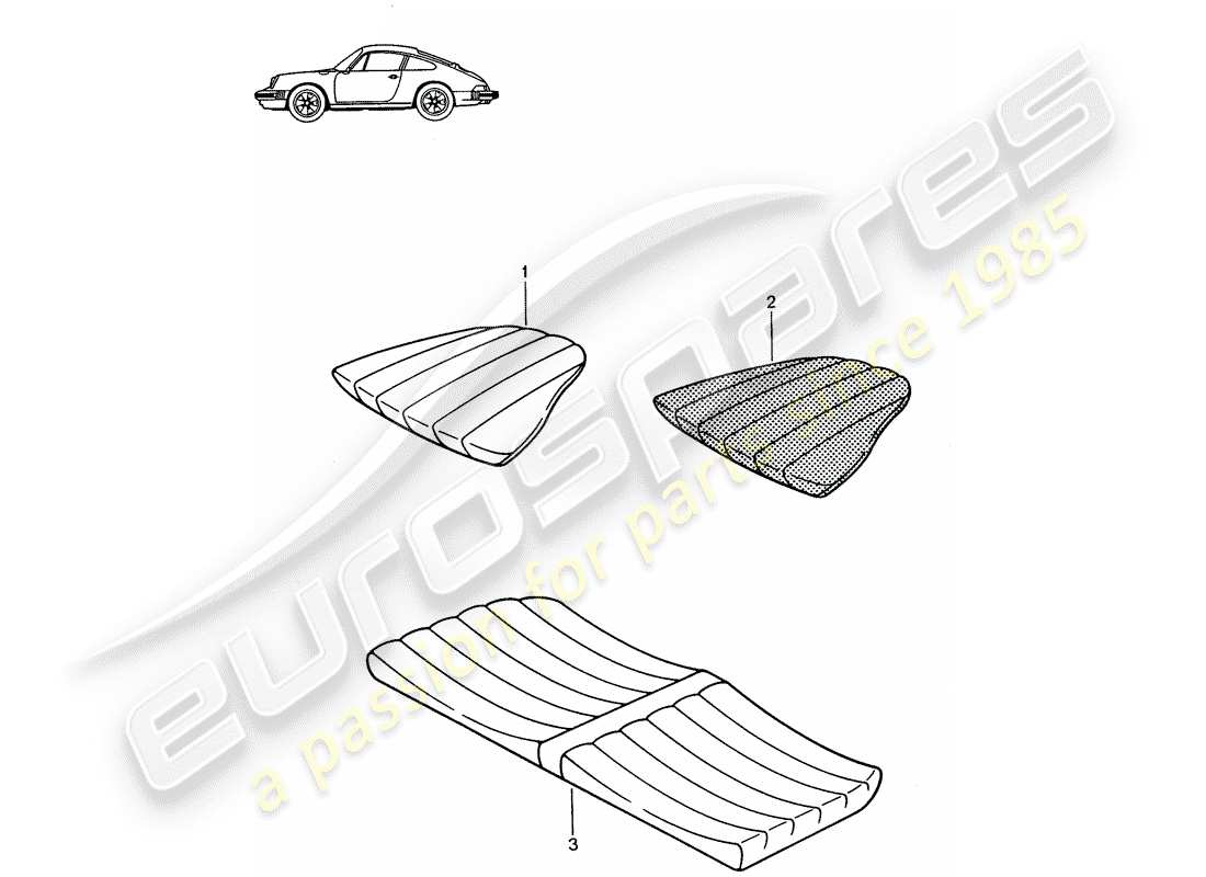Porsche Seat 944/968/911/928 (1994) BACK SEAT CUSHION - - - D - MJ 1987>> - MJ 1989 Part Diagram