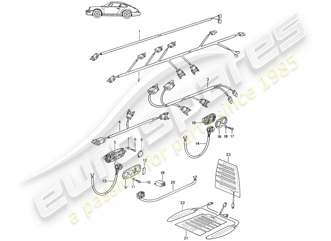Porsche Seat 944/968/911/928 (1994) WIRING HARNESSES - SWITCH - SEAT HEATER - FRONT SEAT - D - MJ 1989>> - MJ 1994 Part Diagram