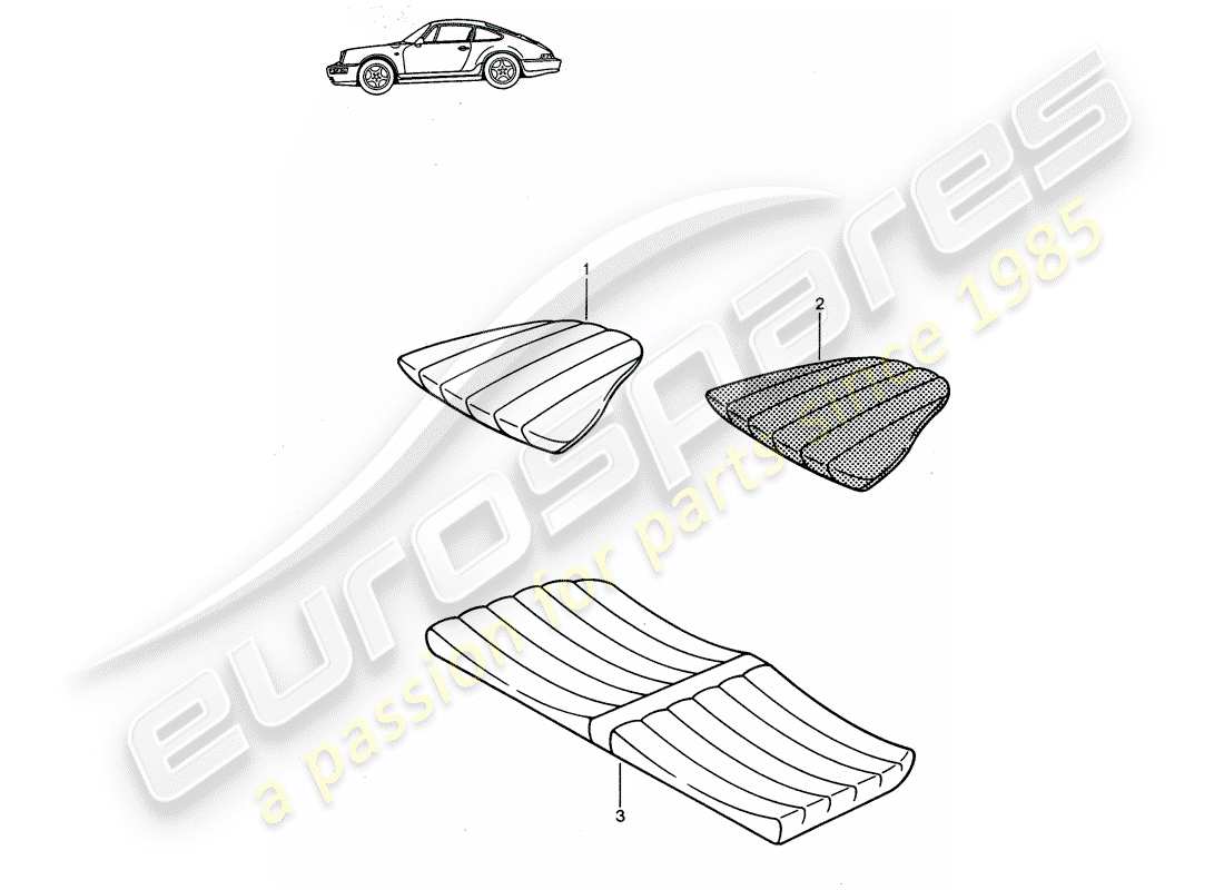 Porsche Seat 944/968/911/928 (1994) BACK SEAT CUSHION - - - D - MJ 1989>> - MJ 1994 Part Diagram