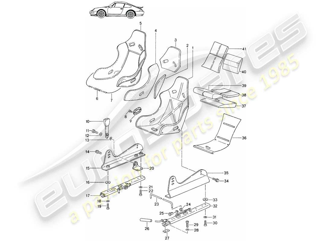 Porsche Seat 944/968/911/928 (1994) SEAT - WITH: - CORDUROY CLOTH - COVER - D - MJ 1995>> - MJ 1996 Part Diagram
