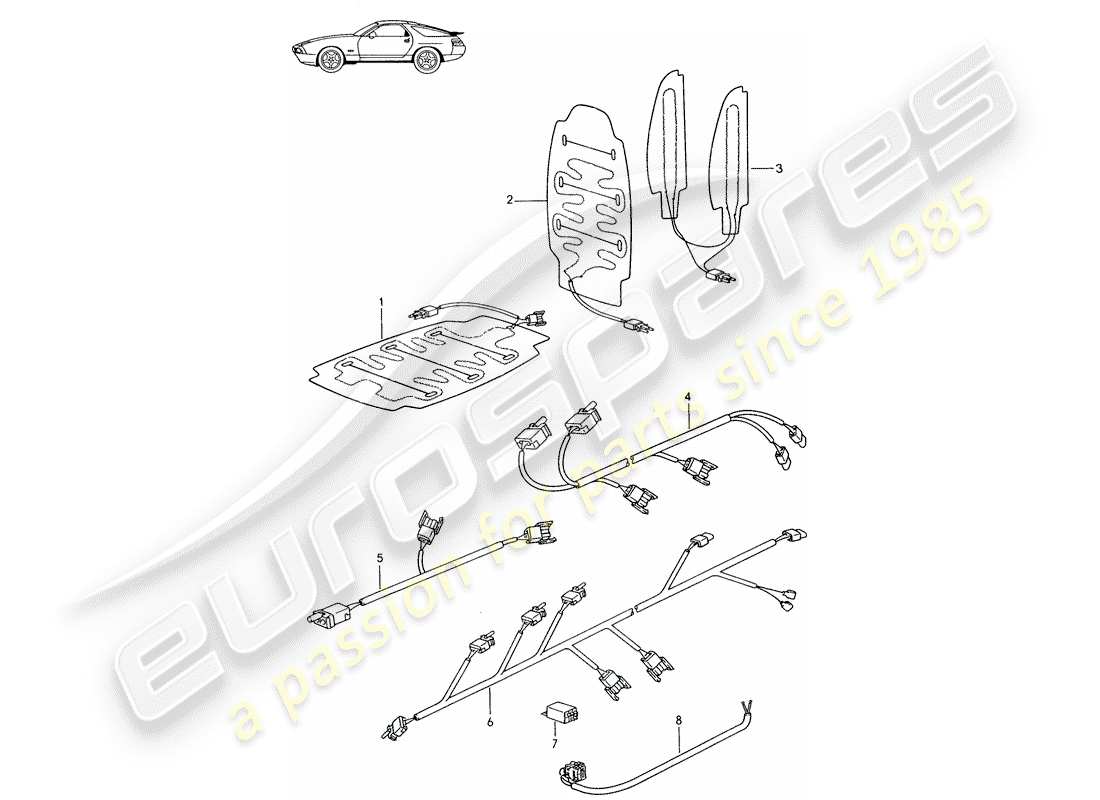 Porsche Seat 944/968/911/928 (1994) SITZHEIZUNG - WIRING HARNESSES - SWITCH - D - MJ 1987>> Part Diagram