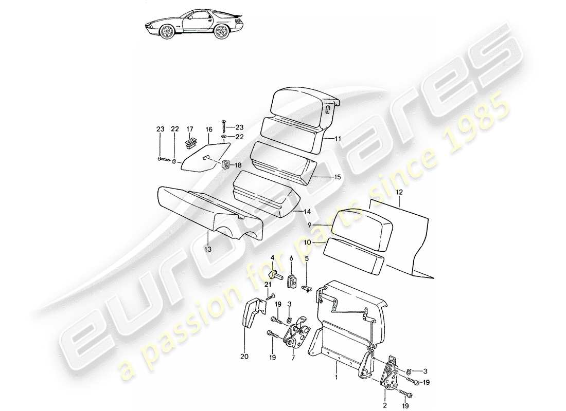 Porsche Seat 944/968/911/928 (1994) EMERGENCY SEAT BACKREST - - D - MJ 1987>> Part Diagram