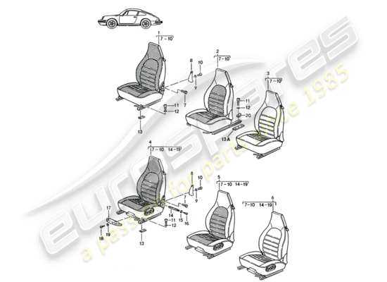 a part diagram from the Porsche Seat 944/968/911/928 (1998) parts catalogue