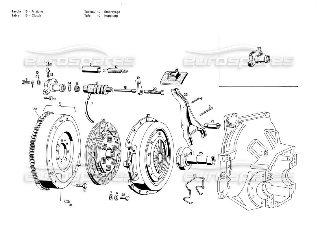 Maserati Merak 3.0 clutch Parts Diagram