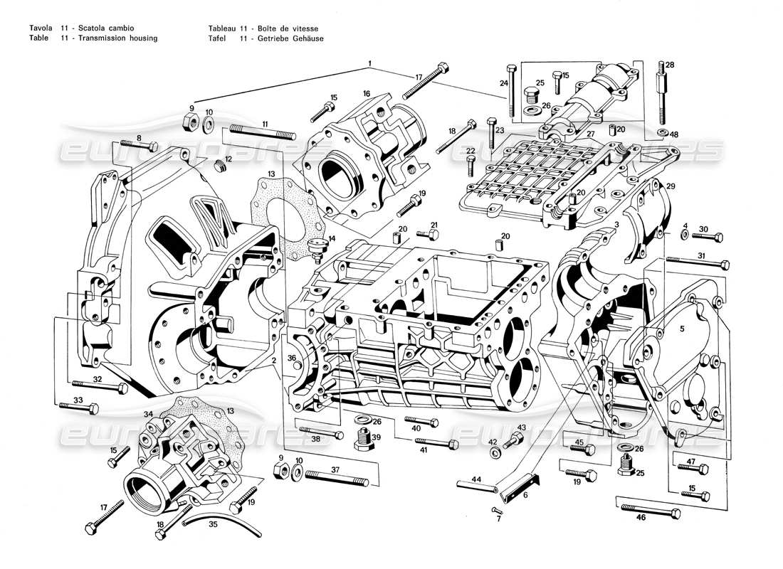 Maserati Merak 3.0 Transmission Housing Parts Diagram