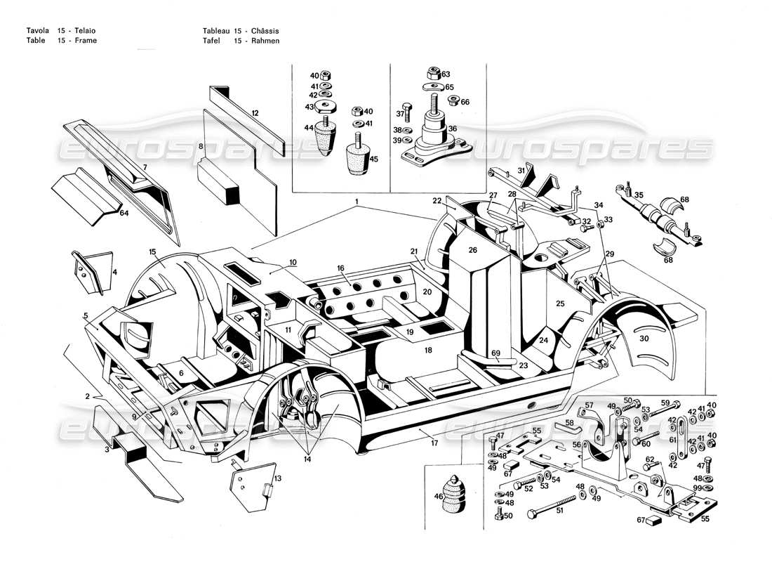 Maserati Merak 3.0 Frame Parts Diagram