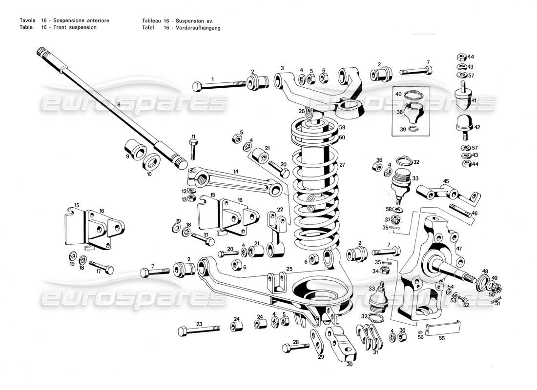 Maserati Merak 3.0 Front Suspension Parts Diagram