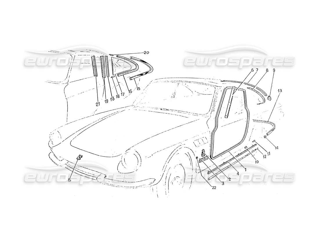 Ferrari 330 GTC / 365 GTC (Coachwork) Gasket seals door & quarter glass Parts Diagram