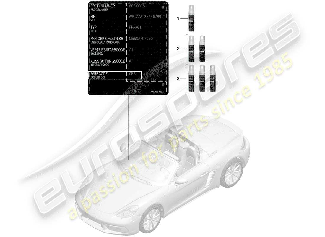 Porsche 718 Boxster (2020) paint touch-up stick Part Diagram