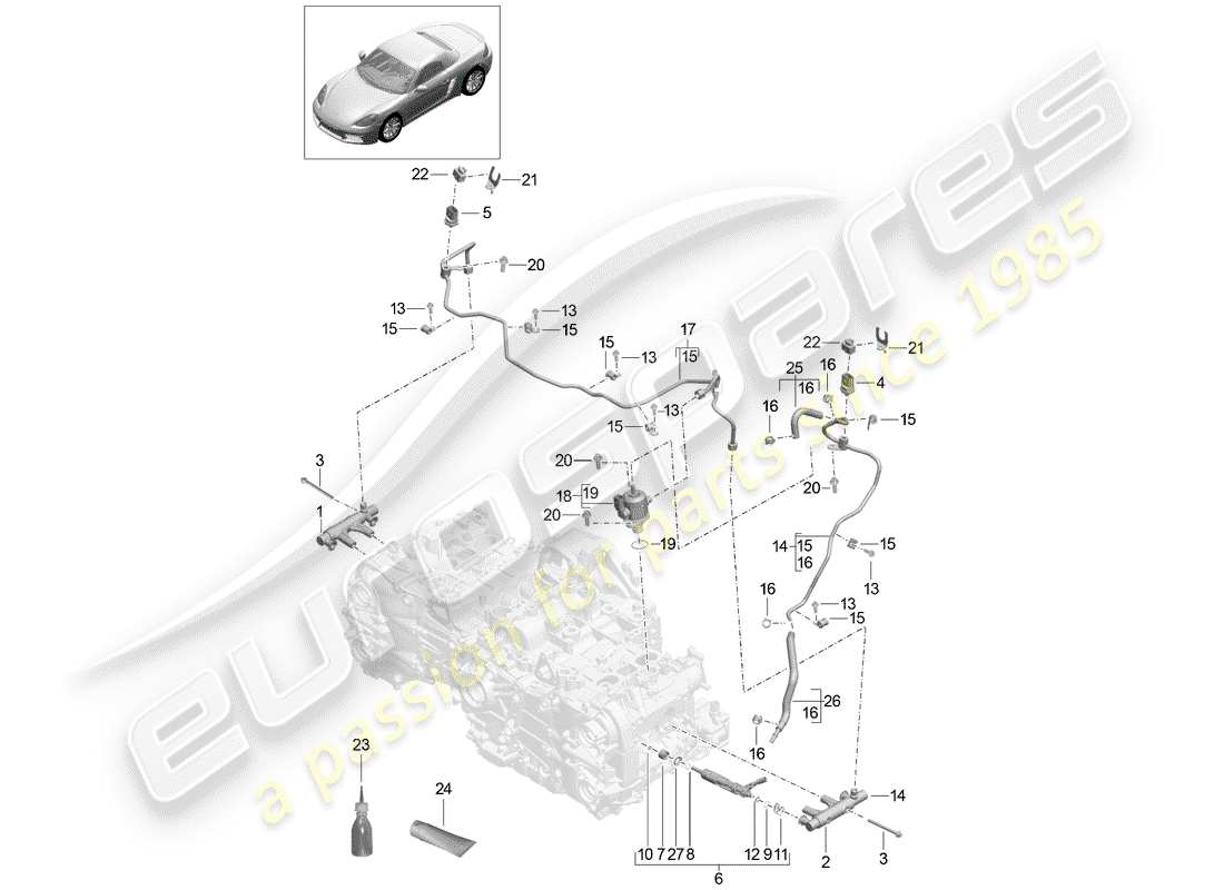 Porsche 718 Boxster (2020) FUEL COLLECTION PIPE Part Diagram