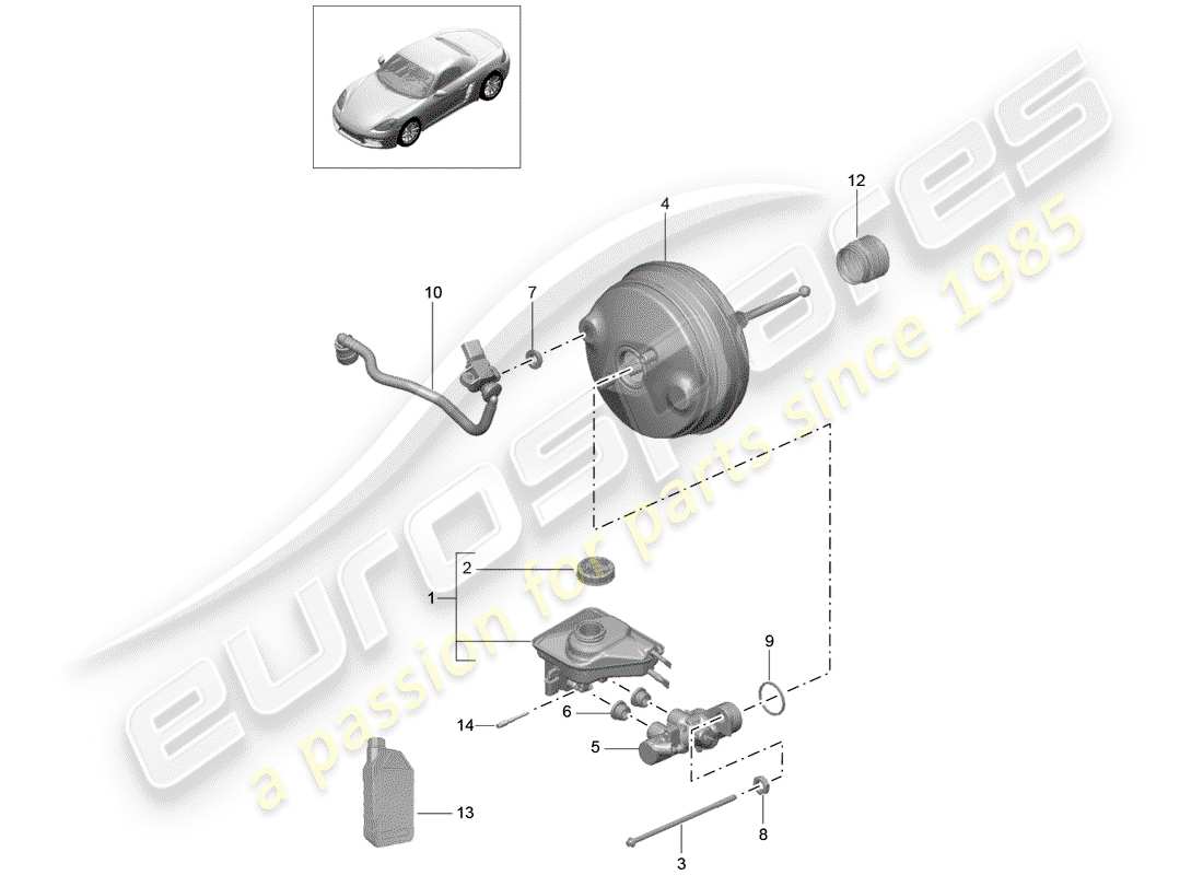 Porsche 718 Boxster (2020) brake master cylinder Part Diagram