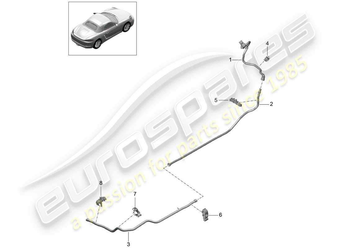 Porsche 718 Boxster (2020) VACUUM LINE Part Diagram