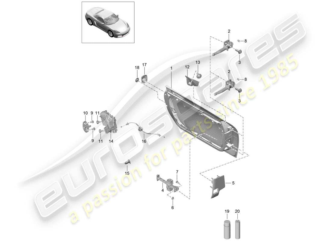 Porsche 718 Boxster (2020) DOOR SHELL Part Diagram