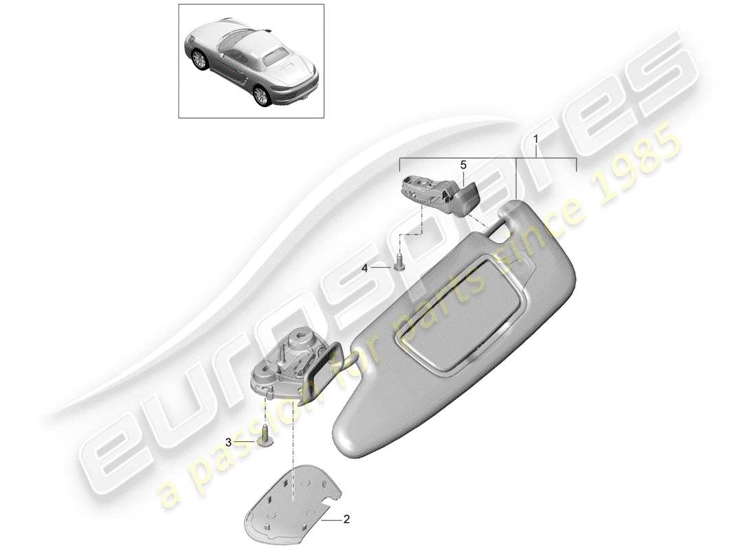 Porsche 718 Boxster (2020) SUN VIZORS Part Diagram