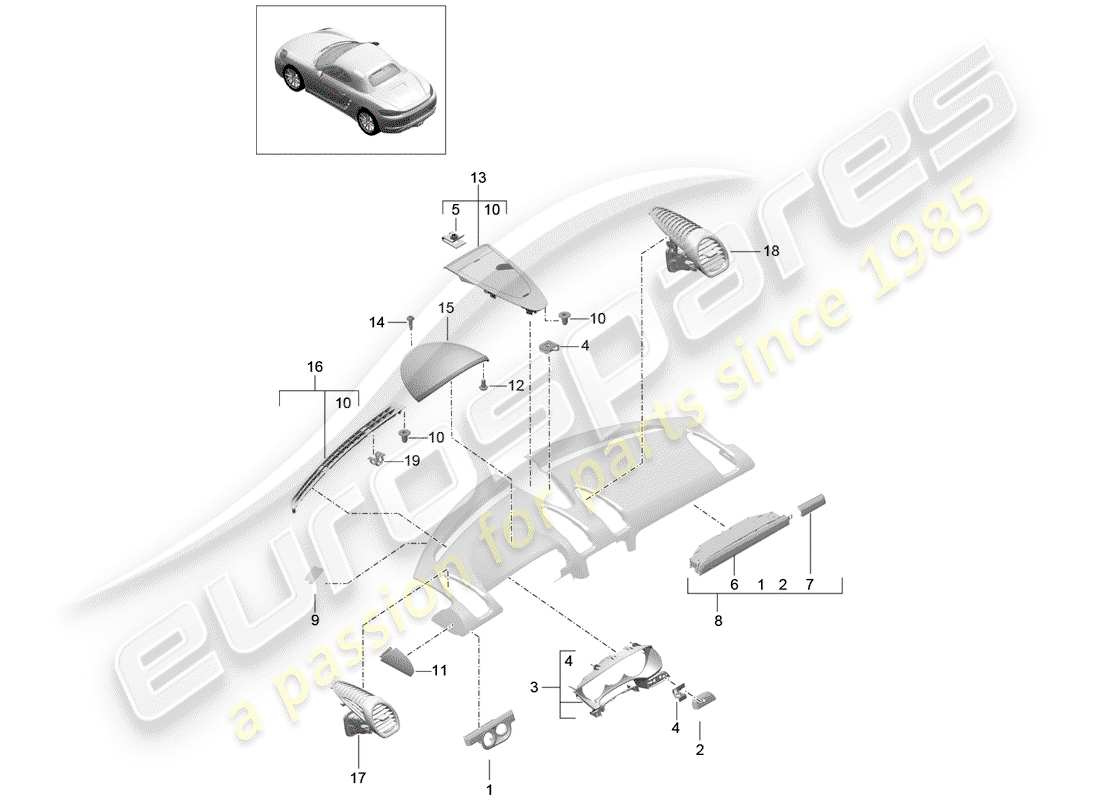 Porsche 718 Boxster (2020) Accessories Part Diagram