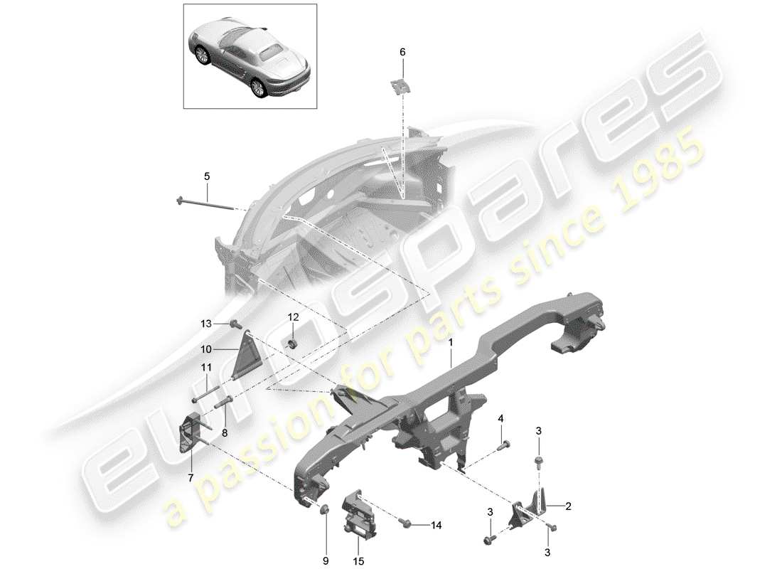 Porsche 718 Boxster (2020) retaining frame Part Diagram