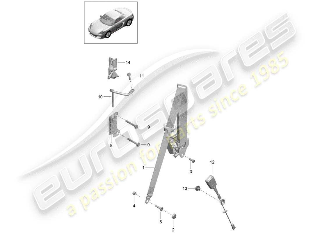 Porsche 718 Boxster (2020) three-point seat belt Part Diagram