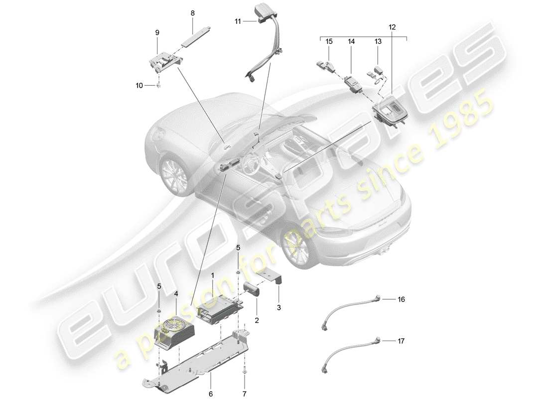 Porsche 718 Boxster (2020) for vehicles with telephone Part Diagram