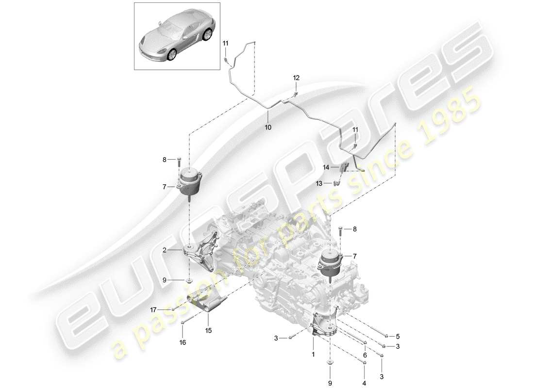 Porsche 718 Cayman (2018) ENGINE LIFTING TACKLE Part Diagram