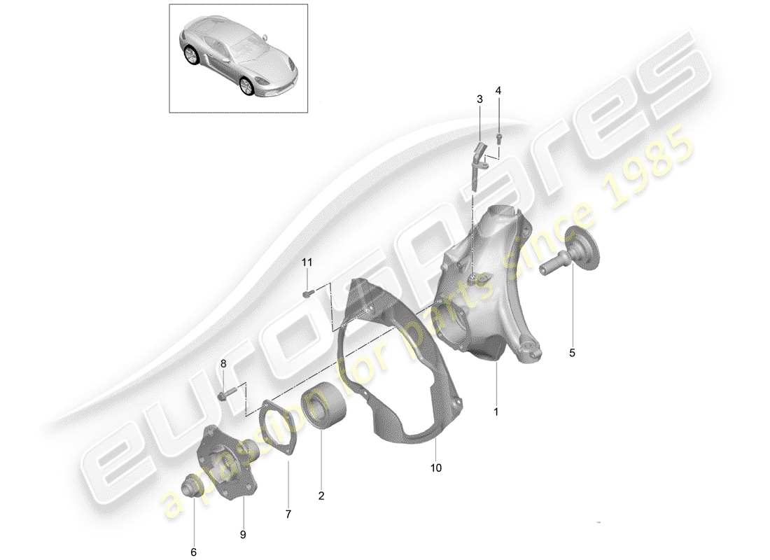 Porsche 718 Cayman (2018) wheel carrier Part Diagram