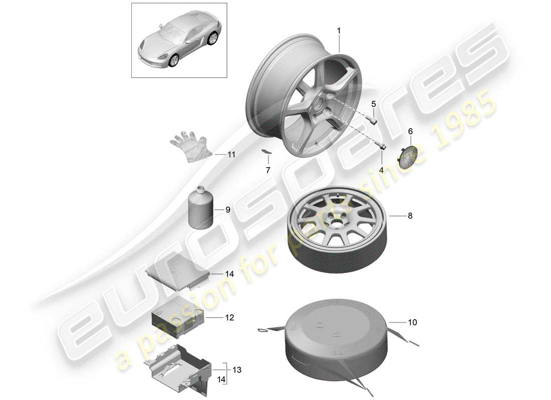 Porsche 718 Cayman (2018) ALLOY WHEEL Part Diagram