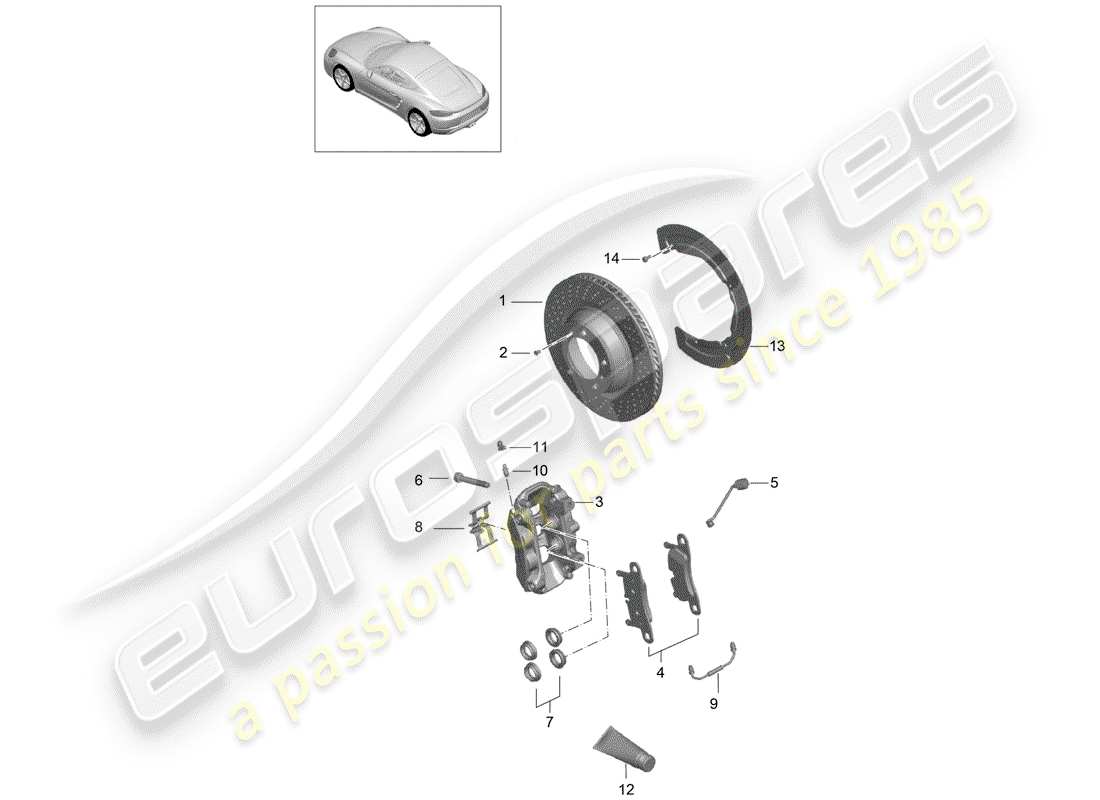 Porsche 718 Cayman (2018) disc brakes Part Diagram