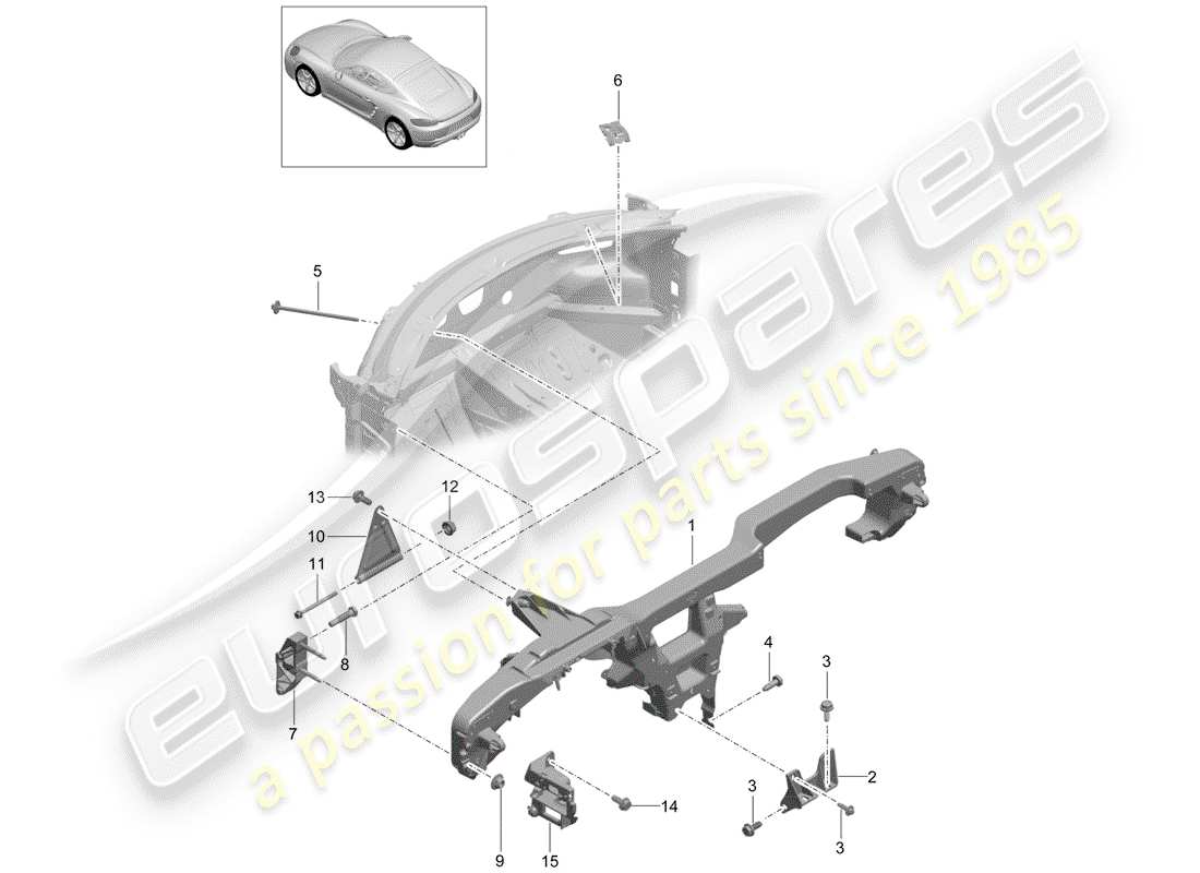 Porsche 718 Cayman (2018) retaining frame Part Diagram